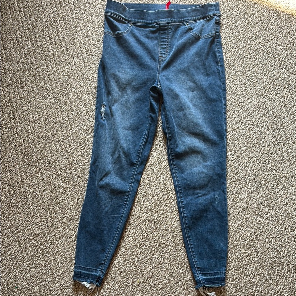 Spanx Distress Skinny Classic Blue Women's Jeans Size XL